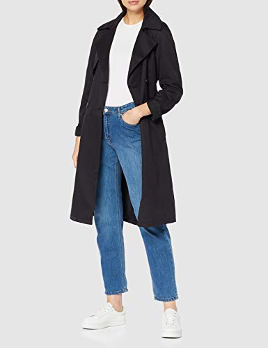 Marca Amazon - MERAKI Gabardina Trench con Cinturón Mujer, Negro (Negro), 44, Label: XL