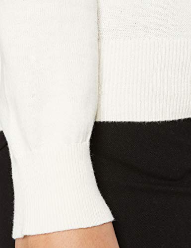 Marca Amazon - MERAKI Jersey de Algodón Mujer Cuello Pico, Marfil (Ivory), 48, Label: 3XL