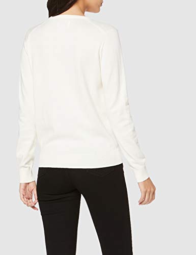 Marca Amazon - MERAKI Jersey de Algodón Mujer Cuello Pico, Marfil (Ivory), 48, Label: 3XL