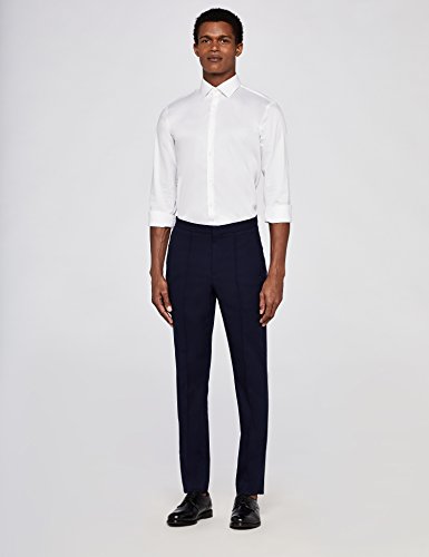 Marca Amazon - MERAKI Pantalones con Pinzas Vestir Skinny Fit Hombre, Azul (Navy 201), 32W / 32L, Label: 32W / 32L