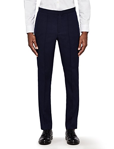 Marca Amazon - MERAKI Pantalones con Pinzas Vestir Skinny Fit Hombre, Azul (Navy 201), 32W / 32L, Label: 32W / 32L