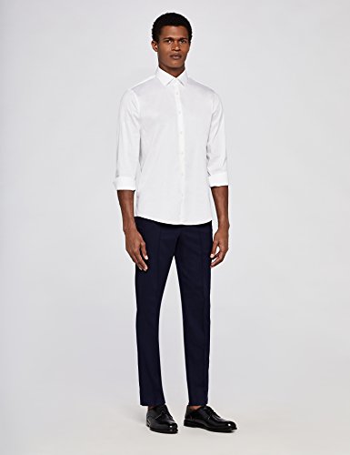Marca Amazon - MERAKI Pantalones con Pinzas Vestir Skinny Fit Hombre, Azul (Navy 201), 32W / 32L, Label: 32W / 32L
