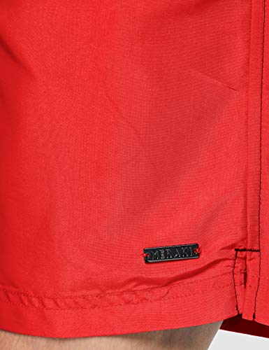 Marca Amazon - MERAKI Shorts de Natación Hombre, Rojo (negro/rojo)., M, Label: M
