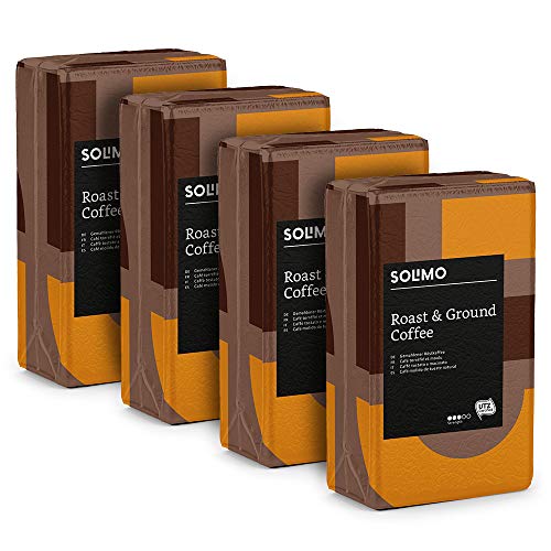 Marca Amazon - Solimo Café molido compatible con todos los usos - certificado UTZ, 2 kg (4 x 500g)