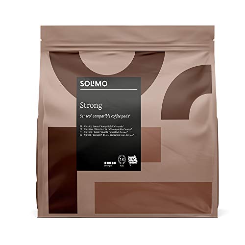 Marca Amazon- Solimo Cápsulas Strong, compatibles con Senseo*- café certificado UTZ, 90 cápsulas (5x18)