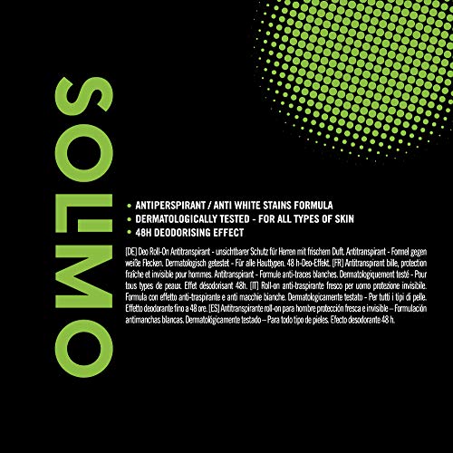 Marca Amazon - Solimo MEN Roll-On antitranspirante para hombre, protección activa invisible, perfume fresco, paquete de 6 (6 x 50 ml)