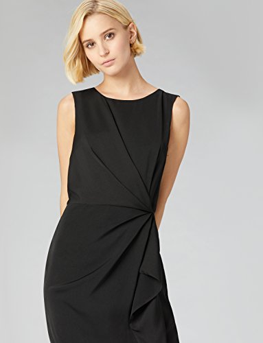 Marca Amazon - TRUTH & FABLE Vestido Túnica Detalle Retorcido Mujer, Negro (Black), 40, Label: M