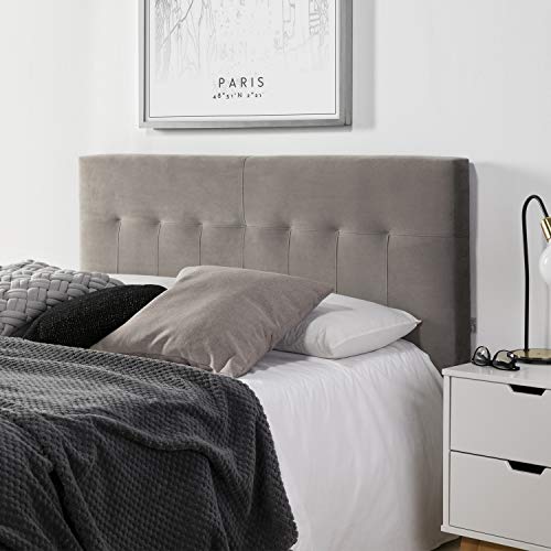 marckonfort Cabezal tapizado Nápoles 140x100 cm Gris, para Cama 135, Terciopelo, Patas de Madera, herrajes incluidos