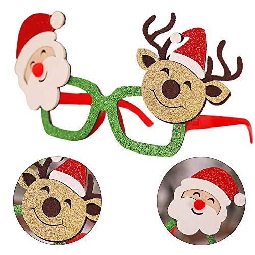 Marco de Gafas de Navidad, 5 Piezas Gafas de Navidad, Gafas de Fiesta Brillo Creativo NavideñA Disfraces Accesorio de Fiesta decoración Navidad para niños para Partido Boda Cumpleaos