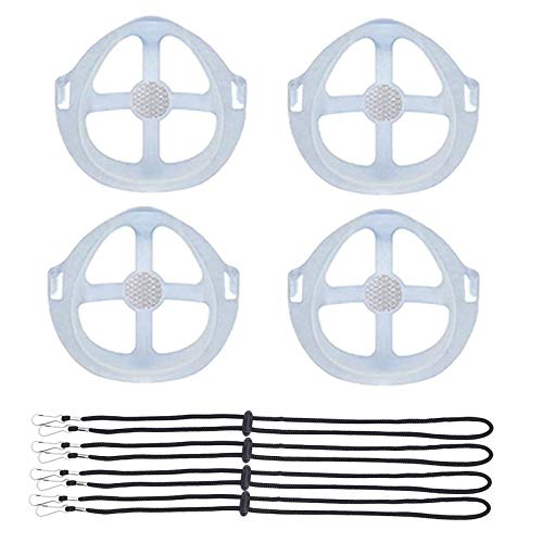 Marco de máscara 3D Silicona - Proteja el lápiz labial Soporte interno Marco de la máscara Mantén la tela fuera de la boca Más espacio de respiración - Paquete de 4 unidades grandes para adultos