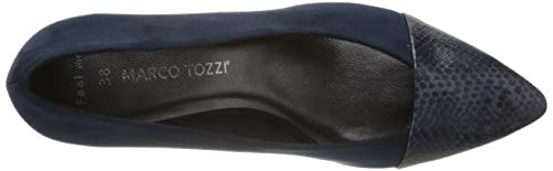 MARCO TOZZI 2-2-22414-24, Zapatos de tacón con Punta Cerrada para Mujer, Azul Navy Snake 882, 39 EU