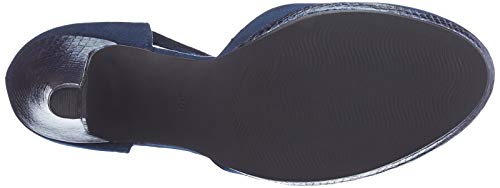 MARCO TOZZI 2-2-24402-24, Zapatos con Tacon y Tira Vertical para Mujer, Azul Navy Snake 882, 38 EU