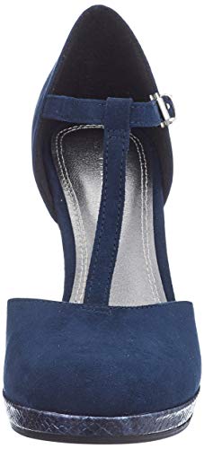 MARCO TOZZI 2-2-24402-24, Zapatos con Tacon y Tira Vertical para Mujer, Azul Navy Snake 882, 38 EU