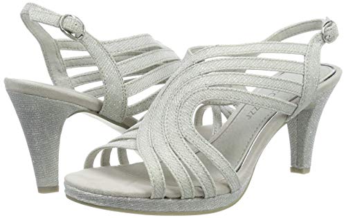 Marco Tozzi 2-2-28329-22, Sandalia con Pulsera para Mujer, Plateado (Silver 941), 37 EU