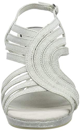 Marco Tozzi 2-2-28329-22, Sandalia con Pulsera para Mujer, Plateado (Silver 941), 37 EU