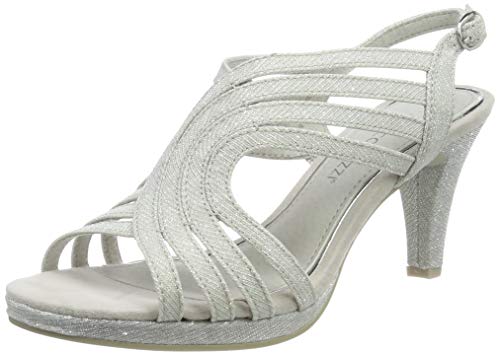Marco Tozzi 2-2-28329-22, Sandalia con Pulsera para Mujer, Plateado (Silver 941), 37 EU