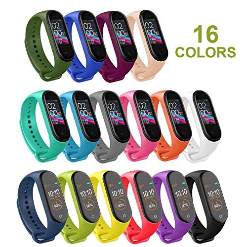 Mardozon Correas para Xiaomi Mi Band 3 / Mi Band 4 Silicona Pulsera de Recambio Brazalete Coloridos Reemplazo (16 Colores)