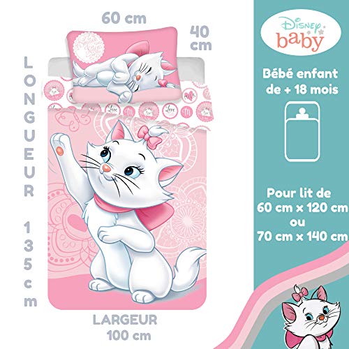 Marie Aristocats - Juego de funda nórdica y funda de almohada (100 x 135 cm y 40 x 60 cm)