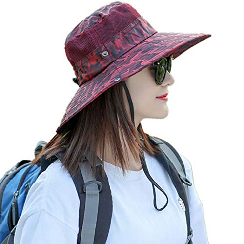 Markcur Unisex Sonnenhut Strandhut Fisherht Anglerhut Outdoor Hiking Bucket Hat rojo
