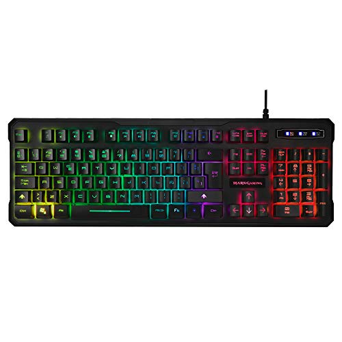 Mars Gaming H-Mechanical RED, Teclado con Iluminación Rgb (9 Efectos), USB/Alámbrico, MK218, Negro
