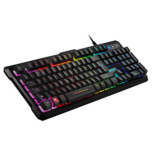 Mars Gaming H-Mechanical RED, Teclado con Iluminación Rgb (9 Efectos), USB/Alámbrico, MK218, Negro