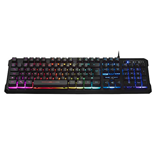 Mars Gaming H-Mechanical RED, Teclado con Iluminación Rgb (9 Efectos), USB/Alámbrico, MK218, Negro
