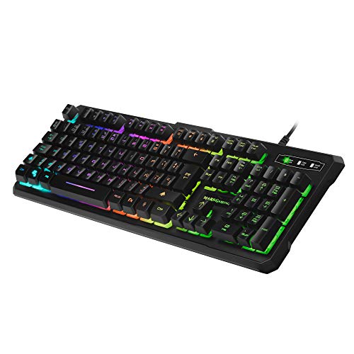Mars Gaming H-Mechanical RED, Teclado con Iluminación Rgb (9 Efectos), USB/Alámbrico, MK218, Negro