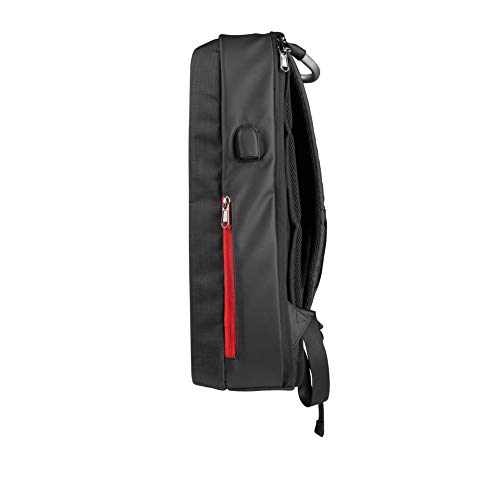 Mars Gaming MB2 - Mochila-Maletín Gaming (Impermeable, candado TSA, hasta 17,3 Pulgadas, Puerto Externo USB, Anti robos, asa de Aluminio) Color Negro y Rojo