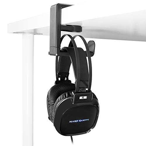 Mars Gaming MHH, Soporte de Auriculares Tipo Pinza, Ajustable, Rotación 360º