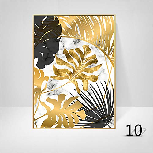 Martin Kench Juego de 3 pósteres de diseño para pared, hojas doradas de bosque, hoja de palma, sin marco, cuadro de pared, impresión de imágenes, póster, decoración para salón, Estilo D, 50 x 70 cm