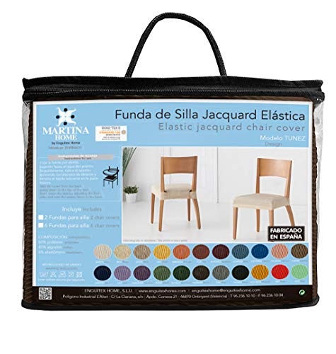 Martina Home Tunez - Funda para Silla, Tela, Funda silla asiento, Marrón, 24 x 30 x 6 cm, 2 Unidades