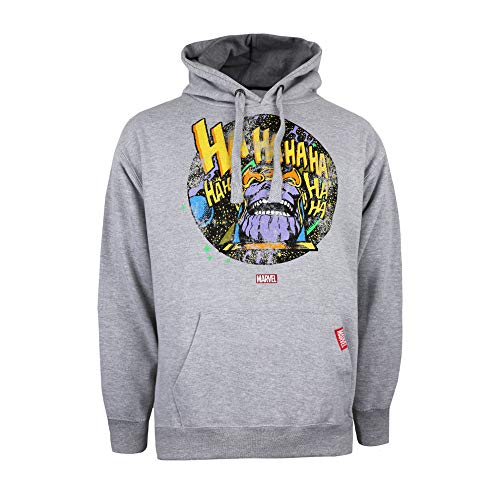Marvel Avengers Retro Thanos Capucha, Gris (Grey Marl SPO), Large (Talla del Fabricante: Large) para Hombre