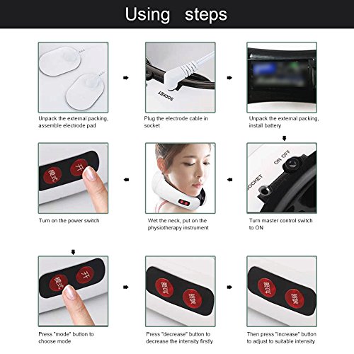 Masaje de Cuello, Dispositivo de Pulso Eléctrico de Atrás Terapia Magnética Aparato de Masaje Meridiano de Vértebra Cervical, Alivio del Dolor Muscular