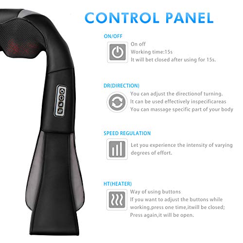 Masajeador Cervical, CYOUH Masajeador de Cuello y Hombros Cojín de Masaje con 3D Amasamiento Profundo Rotación para Relajarse y Alivio del los Dolores de los Músculos