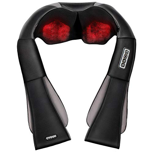 Masajeador Cervical, CYOUH Masajeador de Cuello y Hombros Cojín de Masaje con 3D Amasamiento Profundo Rotación para Relajarse y Alivio del los Dolores de los Músculos