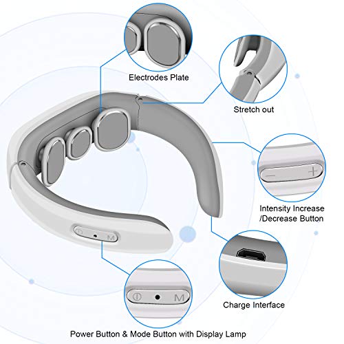 Masajeador de cuello, Masajeador de cuello de pulso eléctrico, Masaje de cuello de tejido profundo inalámbrico para el dolor muscular cervical Alivio de la fatiga rígida