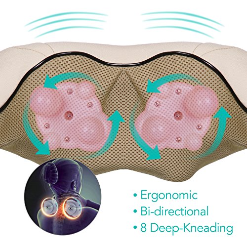 Masajeador de Cuello Shiatsu, Vibrador Eléctrico con Calefacción y Masaje Giratorio 3D Velocidad Ajustable para Cuello Espalda y Hombro