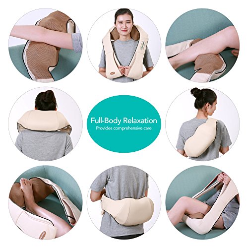 Masajeador de Cuello Shiatsu, Vibrador Eléctrico con Calefacción y Masaje Giratorio 3D Velocidad Ajustable para Cuello Espalda y Hombro