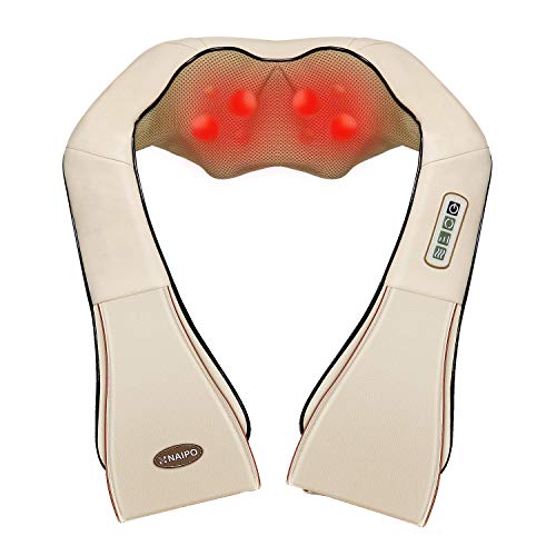 Masajeador de Cuello Shiatsu, Vibrador Eléctrico con Calefacción y Masaje Giratorio 3D Velocidad Ajustable para Cuello Espalda y Hombro