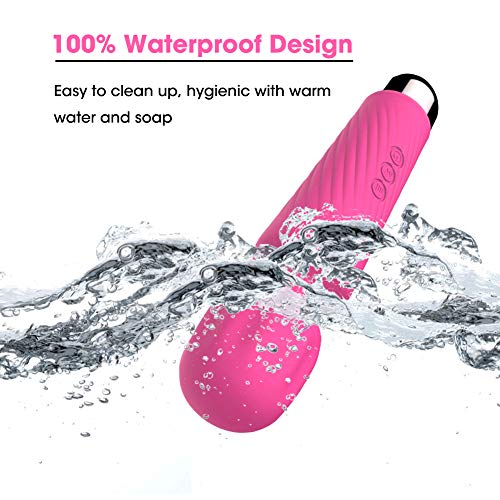 Masajeador de Mano Inalámbrico, Impermeable Portátil Magic Wand Massager USB Recargable Masajeador Eléctrico de Masaje Con 20 patrones de vibración y 8 velocidades Alivio Dolor Muscular para Mujer