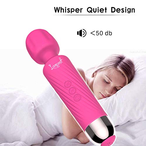 Masajeador de Mano Inalámbrico, Impermeable Portátil Magic Wand Massager USB Recargable Masajeador Eléctrico de Masaje Con 20 patrones de vibración y 8 velocidades Alivio Dolor Muscular para Mujer