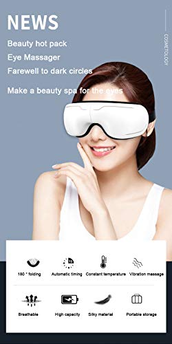Masajeador de ojos eléctrico, Terapia de la máscara de ojos recargable plegable con vibración Comprimir calor para el bolso de los ojos ojeras de los ojos Relax