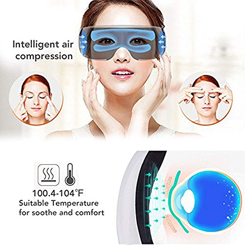 Masajeador de Ojos, Masajeador Electrónico Plegable Recargable con Presión de Aire, Compresión del Calor, Bluetooth Música para Ojo Seco Relajarse Visión Ojo Oscuro Círculos Estrés Alivio