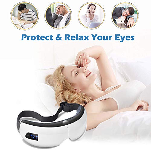 Masajeador de Ojos, Masajeador Electrónico Plegable Recargable con Presión de Aire, Compresión del Calor, Bluetooth Música para Ojo Seco Relajarse Visión Ojo Oscuro Círculos Estrés Alivio