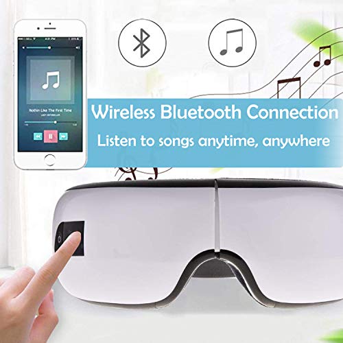 Masajeador de Ojos, Masajeador Electrónico Plegable Recargable con Presión de Aire, Compresión del Calor, Bluetooth Música para Ojo Seco Relajarse Visión Ojo Oscuro Círculos Estrés Alivio