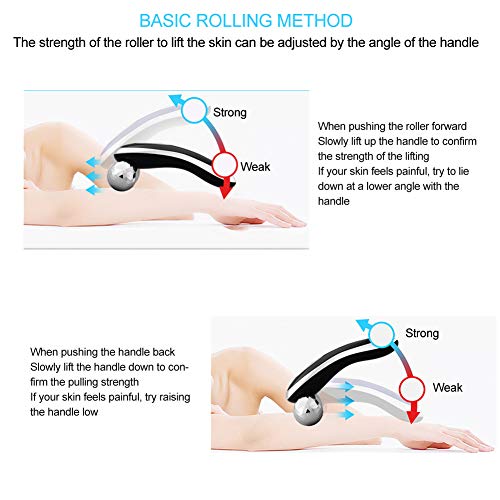 Masajeador de rodillo facial manual, estiramiento de la piel, reafirmante, máquina de masaje de belleza para arrugas antienvejecimiento, mejora el contorno facial y la piel firme del cuerpo (plata)