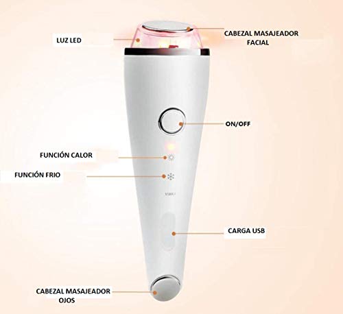 Masajeador Facial con Fotones antienvejecimiento Calor Frio y Vibración Rejuvenecimiento antiarrugas Ojos y cara