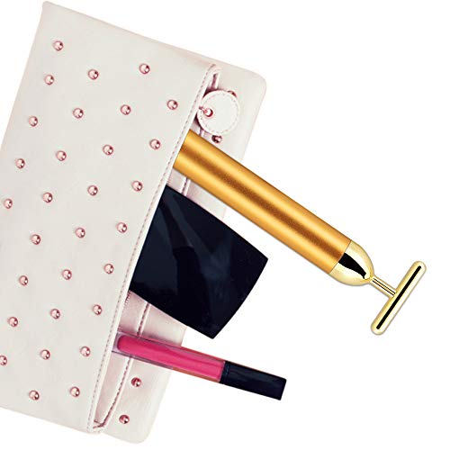 Masajeador Facial, hicoosee Beauty Bar 24k Golden Pulse Facial Massager para la Frente, Mejillas, Cuello, Brazo, Clavícula, Piernas