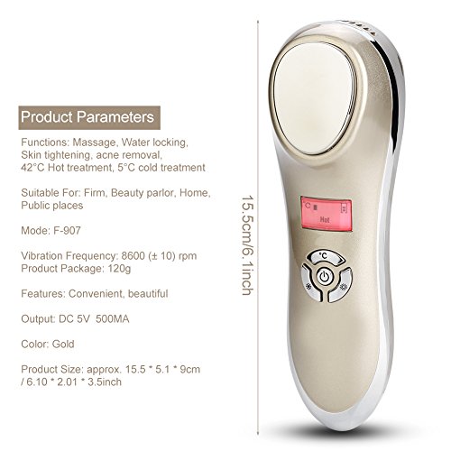 Masajeador facial ultrasónico con cabezal galvánico frío-caliente Masaje con ION micro-corriente SPA Dispositivo cosmético para tratamiento facial