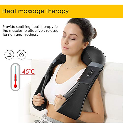Masajeador Inalámbrico Cuello y Espalda con Función de Calor: Recargable Masajeador Eléctrico Shiatsu, Masajeador Cervical Masaje, Alivio del Dolor Muscular en Hombros, Pies, Piernas